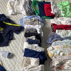 Lot of Newborn size boy clothes. Box of newborn size baby boy clothes!